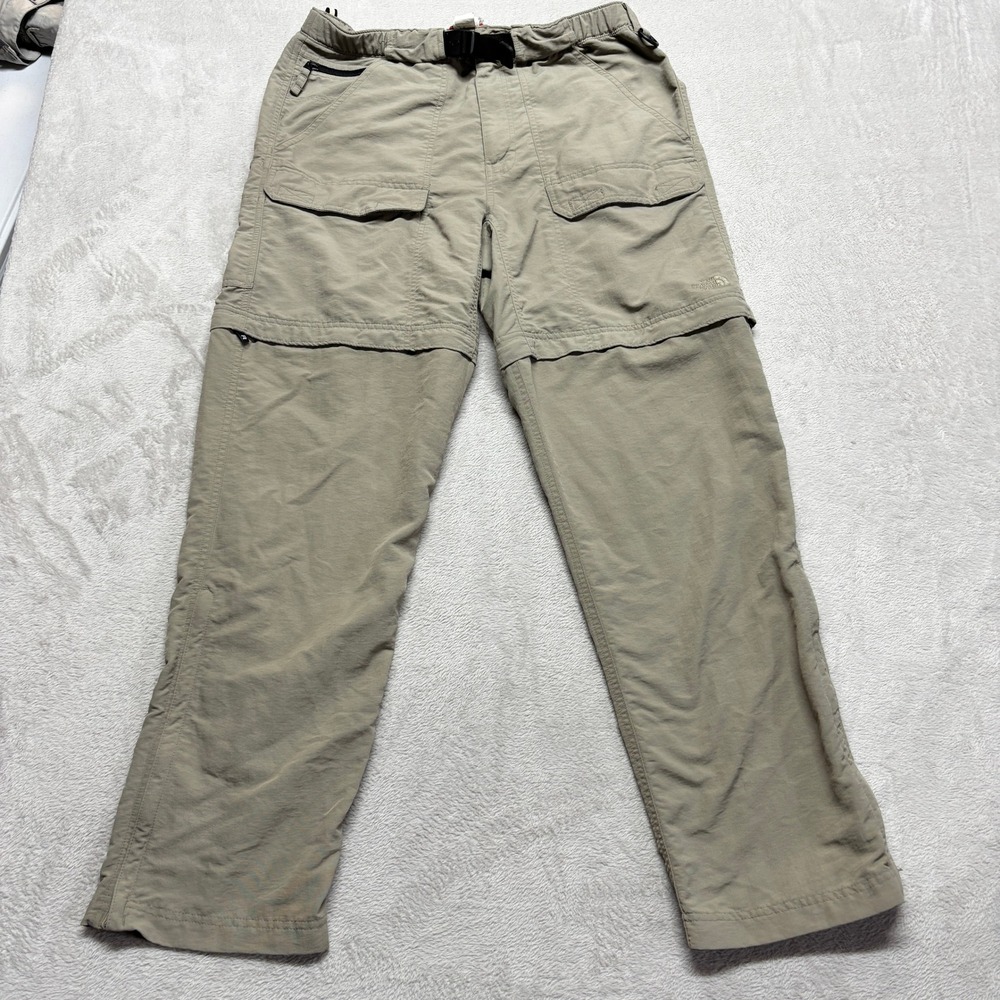 The North Face Convertible Pants Mens M A146 Khaki Tan Zip Off Hiking EUC